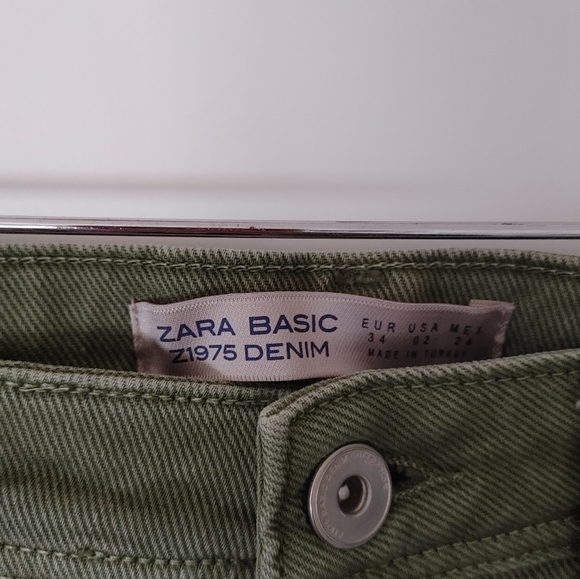 🌞Zara Basic Denim Army Green Jeans ~ Size 02 - Picture 4 of 9